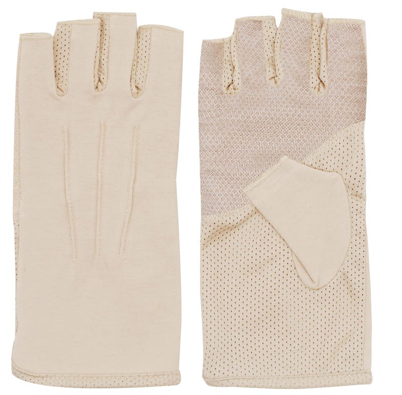 Bienvenu Mens Summer UV Protection Half Finger Outdoor Hiking Driving Cycling Riding Cotton Sunblock Gloves, Khaki - Image 4